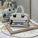 Small Dior Vibe Zip Bowling Bag White