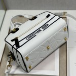 Small Dior Vibe Zip Bowling Bag White