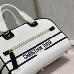 Small Dior Vibe Zip Bowling Bag White