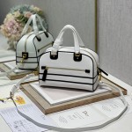 Small Dior Vibe Zip Bowling Bag White