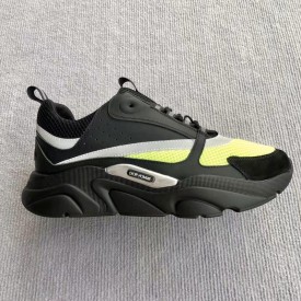 Dior B22 Sneaker in technical knit black and green calfskin