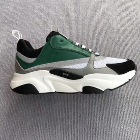 Dior B22 Sneaker in technical knit grey and green calfskin