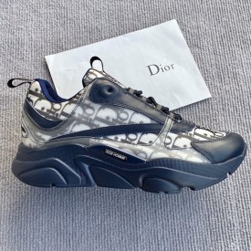 Dior B22 Sneaker in navy technical knit and white and navy calfskin