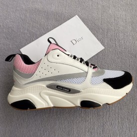 Dior B22 Sneaker in technical knit grey and pink calfskin