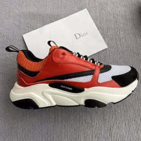 Dior B22 Sneaker in technical knit and red calfskin