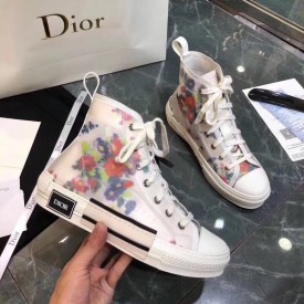 Dior B23 High Top Flowers Oblique White