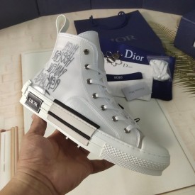 Dior B23 High Top Logo Oblique Print White