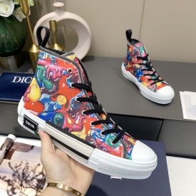 B23 DIOR AND KENNY SCHARF High-Top Sneaker Multicolor Resin Pearl Embroidery