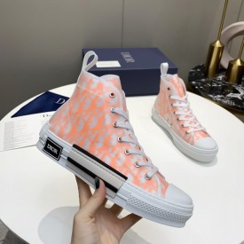 B23 High-Top Sneaker White and Orange Dior Oblique Canvas