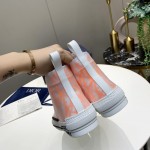 B23 High-Top Sneaker White and Orange Dior Oblique Canvas