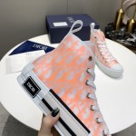 B23 High-Top Sneaker White and Orange Dior Oblique Canvas