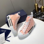 B23 High-Top Sneaker White and Orange Dior Oblique Canvas