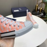 B23 High-Top Sneaker White and Orange Dior Oblique Canvas