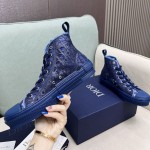 B23 High-Top Sneaker Transparent Canvas with Blue Raised Dior Oblique Motif