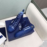 B23 High-Top Sneaker Transparent Canvas with Blue Raised Dior Oblique Motif