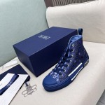 B23 High-Top Sneaker Transparent Canvas with Blue Raised Dior Oblique Motif