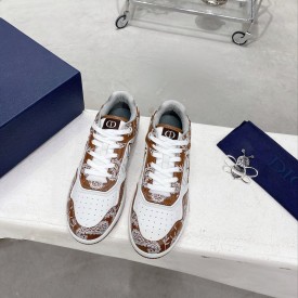 Dior B27 Low Top Sneaker Coffee and White smooth calfskin