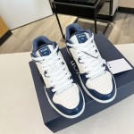 Dior B57 Mid-Top Sneaker Navy Blue and White Smooth Calfskin