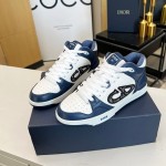 Dior B57 Mid-Top Sneaker Navy Blue and White Smooth Calfskin