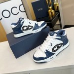 Dior B57 Mid-Top Sneaker Navy Blue and White Smooth Calfskin