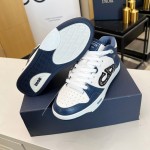 Dior B57 Mid-Top Sneaker Navy Blue and White Smooth Calfskin