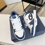 Dior B57 Mid-Top Sneaker Navy Blue and White Smooth Calfskin