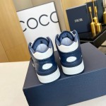 Dior B57 Mid-Top Sneaker Navy Blue and White Smooth Calfskin