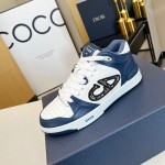 Dior B57 Mid-Top Sneaker Navy Blue and White Smooth Calfskin