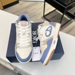 Dior B57 Mid-Top Sneaker Blue and Cream Smooth Calfskin and Beige Suede