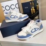 Dior B57 Mid-Top Sneaker Blue and Cream Smooth Calfskin and Beige Suede