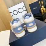 Dior B57 Mid-Top Sneaker Blue and Cream Smooth Calfskin and Beige Suede