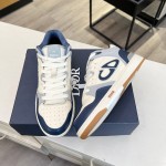 Dior B57 Mid-Top Sneaker Navy Blue and Cream Smooth Calfskin and Beige Suede