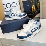 Dior B57 Mid-Top Sneaker Navy Blue and Cream Smooth Calfskin and Beige Suede