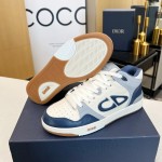 Dior B57 Mid-Top Sneaker Navy Blue and Cream Smooth Calfskin and Beige Suede