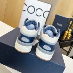 Dior B57 Mid-Top Sneaker Navy Blue and Cream Smooth Calfskin and Beige Suede