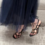 Dior D-FAME HEELED SANDAL Black Suede Calfskin