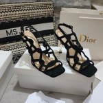 Dior D-FAME HEELED SANDAL Black Suede Calfskin