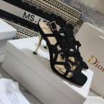 Dior D-FAME HEELED SANDAL Black Suede Calfskin