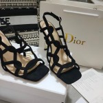 Dior D-FAME HEELED SANDAL Black Suede Calfskin