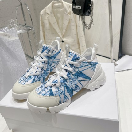 Dior D-Connect Sneaker Blue Multicolor Technical Fabric with Rêve d'Infini Print