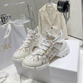 Dior D-Connect Sneaker White and Gold Tone Multicolor Technical Fabric with Rêve d'Infini Print