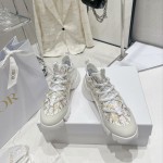 Dior D-Connect Sneaker White and Gold Tone Multicolor Technical Fabric with Rêve d'Infini Print