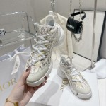 Dior D-Connect Sneaker White and Gold Tone Multicolor Technical Fabric with Rêve d'Infini Print