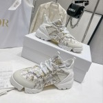 Dior D-Connect Sneaker White and Gold Tone Multicolor Technical Fabric with Rêve d'Infini Print