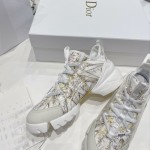 Dior D-Connect Sneaker White and Gold Tone Multicolor Technical Fabric with Rêve d'Infini Print