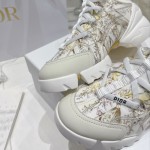 Dior D-Connect Sneaker White and Gold Tone Multicolor Technical Fabric with Rêve d'Infini Print