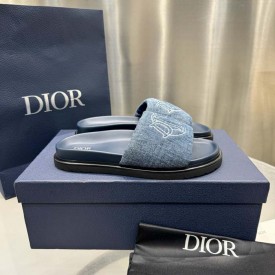 Dior Aqua Sandal Blue Quilted Denim