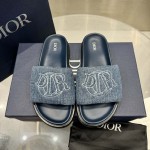 Dior Aqua Sandal Blue Quilted Denim