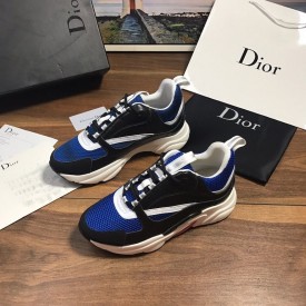 Dior B22 Sneaker in black technical knit black with blue