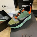 Dior B22 Sneaker in black technical knit black with green